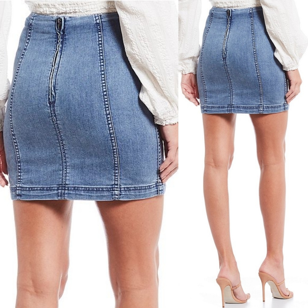 Free People Denim/Jean Mini Skirt Sz - Picture 8 of 11